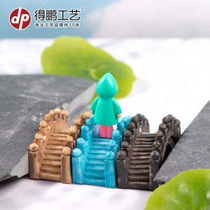 Adornos de Puente en Miniatura de Resina, Color Gris Marrón Azul, Decoraciones para Jardín Interior y Exterior D1453 - Product Image 4