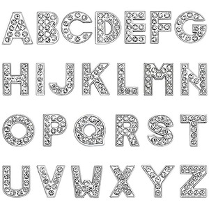 Venta en línea Cristal Diamante Metal Carta Zuecos Zapato Hebilla DIY Plata Carta Zapatos Decoraciones Rhinestone Zapato Encantos Alfabeto - Product Image 4