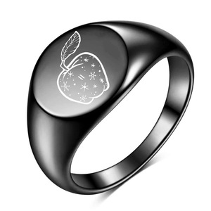 Bague en acier inoxydable poli au laser, plaquée or 18 carats, bijoux de mode unisexe, cadeau pour homme et femme - Product Image 4