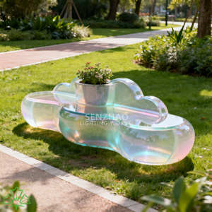 Sofá de Acrílico Iridiscente Moderno Senzhao, Personalizable, para Exteriores, Parques y Jardines, con Maceta - Product Image 4
