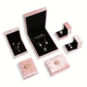 Caja de Joyería de Terciopelo para Pendientes, Pulseras, Collares y Anillos, Nuevo Diseño, Color Rosa - Product Image 2