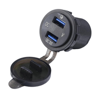 Cargador de Coche USB Dual QC30 con Voltímetro Digital, 12V 24V, Carga Rápida para Coche, Camión, Barco