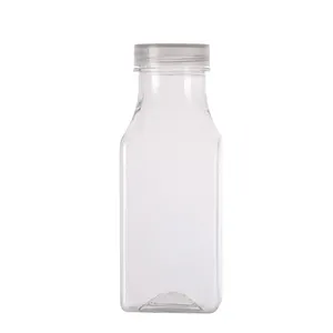 OEM benutzer definierte 400ml leere Kunststoff PET quadratische Milch form Flasche für Saft mit Kunststoff deckel Hersteller/Großhandel