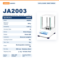 Balance analytique de précision JA2003 0,001 g, balance de laboratoire g/kg, 18 unités, comptage, distributeur en gros