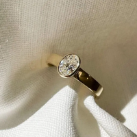 Anillo de Compromiso con Diamante Cultivado en Laboratorio, Corte Ovalado de 3CT, Banda Gruesa, Oro Sólido de 10K/14K/18K, Certificado IGI, CVD/HPHT, Personalizado