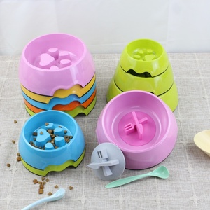 Grosir mangkuk hewan peliharaan makan lambat Ramah Lingkungan & pemberi makan desain melamin padat untuk anak anjing kecil kucing bepergian - Product Image 1