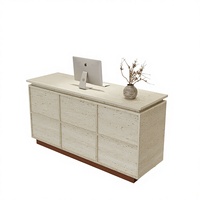 Comptoir d'accueil personnalisable en cuir vintage pour magasin de vêtements et salon de beauté, boutique de vêtements pour femmes, design squelette compact