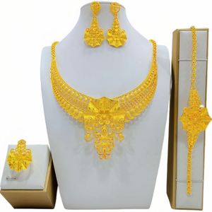 Parures de bijoux de mariage pour femmes, bijoux en <span class=keywords><strong>or</strong></span> de Dubaï, vente en gros, <span class=keywords><strong>plaqué</strong></span> <span class=keywords><strong>or</strong></span> 24 carats de Dubaï, dernières tendances - Product Image 5