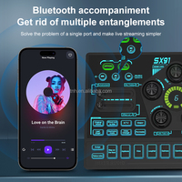 TNH SX91 Interface audio professionnelle pour carte son en direct avec fonction d'annulation du bruit à effets multiples pour la diffusion en direct