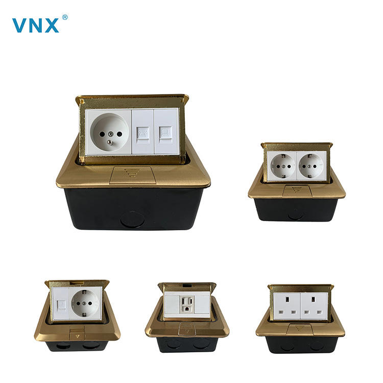 VNX Modern Style UK/US/EU Standard Electrical Power Floor Outlet 2 Digital Data 16A Hidden Type Floor Socket
