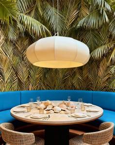 <span class=keywords><strong>Lampadario</strong></span> ristorante Vintage in tessuto rotondo Hotel Lobby zona pranzo grandi dimensioni personalizzano <span class=keywords><strong>lampadario</strong></span> decorativo appeso <span class=keywords><strong>paralume</strong></span> - Product Image 3