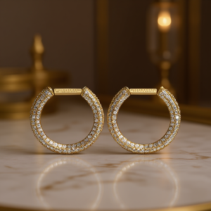 Orecchini a Cerchio Placcati Oro per Donne, con Cristalli e Strass, Design Trendy per Feste, Gioielli alla Moda con Finitura in Oro 18K - Product Image 2