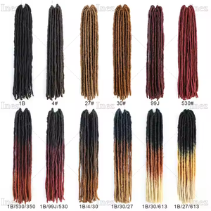Straight Gypsy Locs Crochet Hair 3 <span class=keywords><strong>Tone</strong></span> Ombre Crochet Trenzas Dreadlocks Pre-Looped Extensiones de cabello sintético - Product Image 5