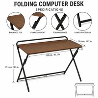 Escritorio Plegable para Computadora con Superficie de Imitación Madera y Estructura Metálica en X para Oficina en Casa Compacta