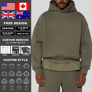 Kingsen High Quality <b>Men's</b> Winter Embroidered Wireless Hoodie Fashionable Cotton Drop Shoulder <b>Pullover</b> Sweatshirt - Product Image 2