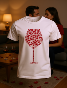T-shirt da donna per San Valentino con stampa a cuore rosso e calice di vino, a maniche corte, casual, 100% cotone, vestibilità comoda, girocollo - Product Image 2