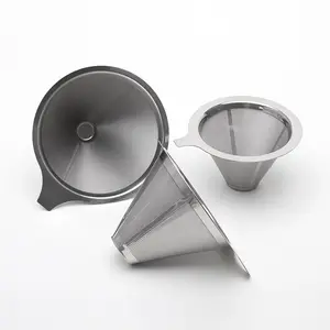 Cafetera de filtro vertido de alta calidad sin papel Filtro de café portátil de acero inoxidable 304 con soporte
