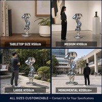 Sculpture abstraite moderne en acier inoxydable poli sur mesure pour la décoration extérieure de la maison