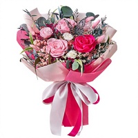 Eeuwige Bloemen Ge conserveerd Rozenboeket - Middelgroot voor Moederdag, Afstuderen & Verjaardag (Heet Roze)
