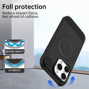 คาร์บอนไฟเบอร์แบบดูดแม่เหล็กสำหรับ <span class=keywords><strong>iPhone</strong></span> 16 PRO MAX 15 PLUS 14 Pro เคสป้องกันซิลิโคน TPU ของแท้กันกระแทก - Product Image 2