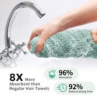 Large enveloppe en microfibre pour le séchage des cheveux avec bande élastique, serviette pour les cheveux, bande élastique pour usage domestique, avec logo personnalisé