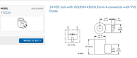Bobine SUN Hydraulics 24 VDC d'origine, connecteur ISO/DIN 43650 avec diode TVS, état neuf - Modèles 770224 770224N 770212