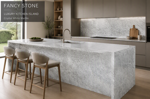Lastra di Marmo Bianco Cristallino FANCY STONE, Lucidata e Retroilluminata, <span class=keywords><strong>Pietra</strong></span> <span class=keywords><strong>Naturale</strong></span> per Isola Cucina di Lusso, Parete Decorativa e Design Bar - Product Image 3