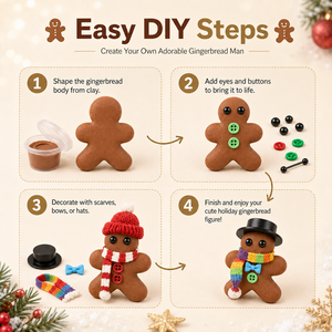 ชุดทำขนมปังขิงด้วยดินเหนียว DIY 8 ชิ้น พร้อมหมวก ผ้าพันคอ โบว์ผูกคอ แบบผสมผสาน รับผลิต OEM แบรนด์ส่วนตัว ของขวัญวันหยุด ขายส่งจำนวนมาก - Product Image 4