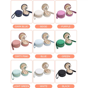 Vintage Retro Morandi Color Round Jewelry Organizer <b>Box</b> Hidden Double Layer Built-in Mirror <b>Mini</b> Portable Zipper Travel <b>Storage</b> - Product Image 5