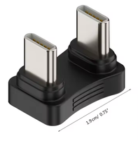 Adaptor USB C 2 dalam 1 pria KE pria, adaptor tipe-c ke tipe-c bentuk U untuk ponsel Tablet
