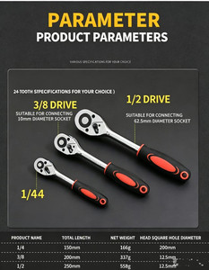 Set Kunci Ratchet Hexagon Multifungsi Peralatan Perbaikan Mobil 1/2" Drive 12PCS Kunci Soket Cepat - Product Image 4