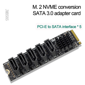<span class=keywords><strong>PC</strong></span> de bureau M2 PCIE <span class=keywords><strong>SATA</strong></span> 6G adaptateur d'extension de disque dur 5 ports extension d'ordinateur JMB585 prise en charge de la fonction PM - Product Image 2