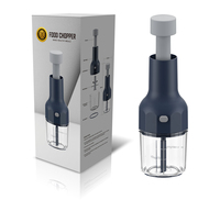 Mini hachoir à légumes en acier inoxydable pour oignon, ail, gingembre avec récipient, trancheuse spirale en ABS avec logo personnalisé