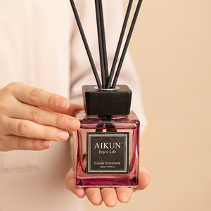 Aikun MOQ30pcsForest 200ml Square Glass Sticker Logo Box Custom Scent 3 Day Sample 7 Day Ship <b>Reed</b> <b>Diffuser</b> for Gift Company - Product Image 2