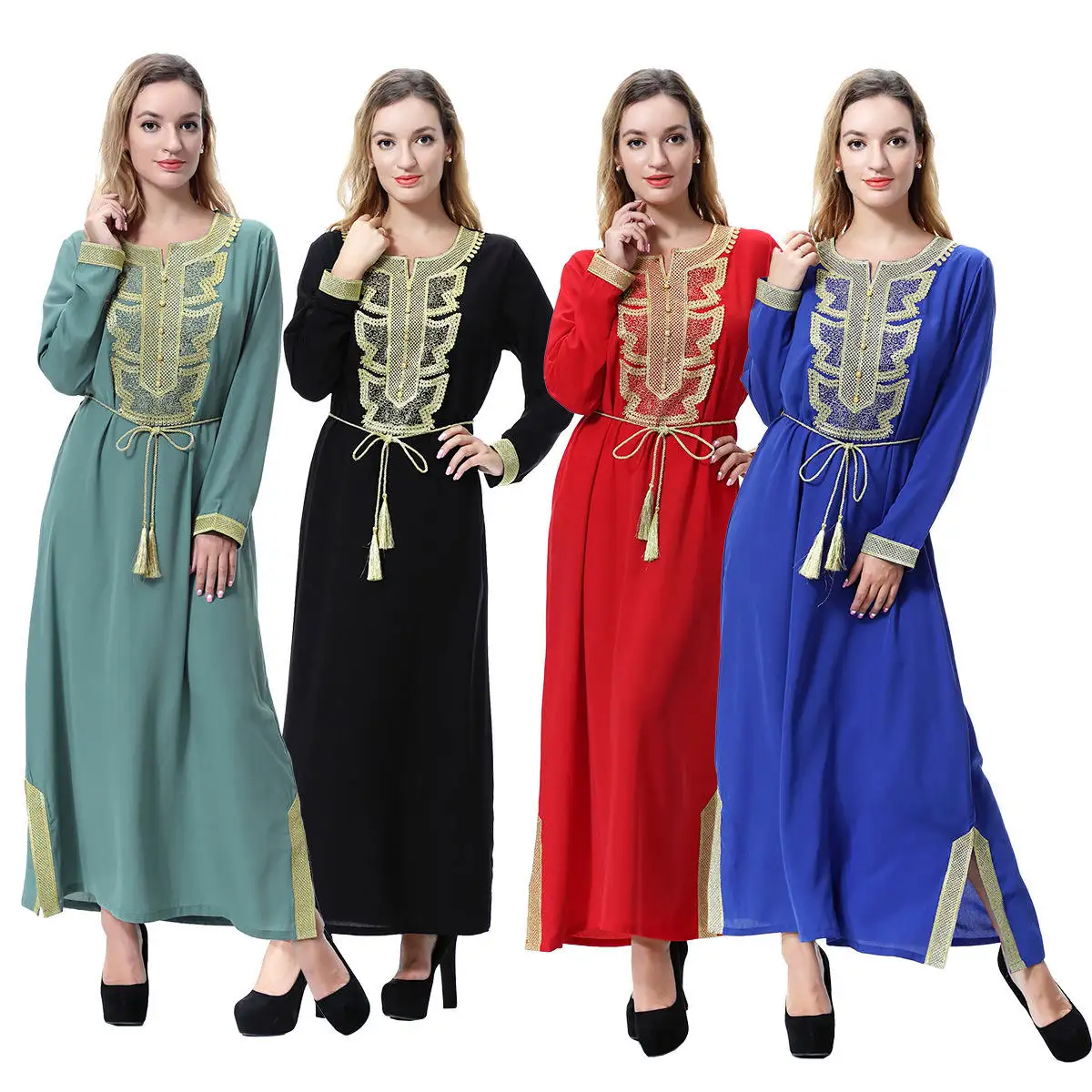 新しい婦人服イスラム教徒マレーインドネシアスーツファッションスカートと長袖ブラウス