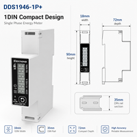 Medidor de Energía para Locatarios de Centros Comerciales, Monofásico, Montaje en Riel DIN, 100A, Modbus RTU Directo, Pantalla LCD, 8 Tarifas