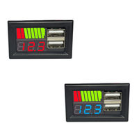 Panel pengukur voltase Voltmeter mobil USB 5V 2,4 A, 12 v-24 V 3 S-7 S indikator kapasitas baterai Lithium penguji daya asam timbal Li-ion