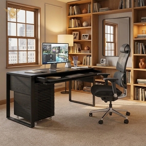 Escritorio Ejecutivo de Estilo Moderno, Mesa de Oficina con <span class=keywords><strong>Chapa</strong></span> de Madera Sólida, Fabricante OEM de Muebles de Oficina - Product Image 1
