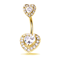 Bijoux Gaby, anneau de nombril en acier chirurgical 316L, cœur en zircone cubique transparente, double fixation