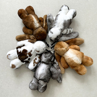 Peluche en fourrure de lapin naturelle - Lapin réaliste en peluche, poupée animale douce, cadeau de luxe pour enfants
