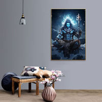 Shiva Parvati Ganesha toile peinture indien Art déco Style hindou dieu religieux affiche et mur impression photo