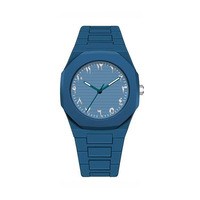 Montres à quartz octogonales pour couple, avec bracelet en plastique six couleurs et cadran rayé à chiffres arabes – Vente chaude usine