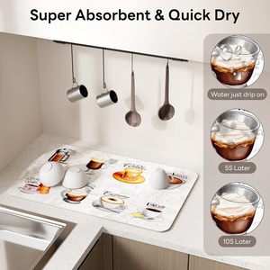 Tapis de protection pour machine à café, absorbant, pour comptoirs de cuisine, dissimule les taches, avec dos en caoutchouc, accessoires de bar - Product Image 3