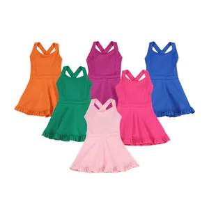 Werkspreis Sommer Kleinkinder Mädchen Sportrock ärmellos Sport Yoga-Kleid für Kleinkinder Odm individuelles Fitness-Yoga-Kleid für Kinder