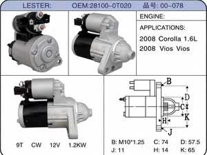 <span class=keywords><strong>Motor</strong></span> <span class=keywords><strong>de</strong></span> <span class=keywords><strong>Arranque</strong></span> Matrix para Pontiac Vibe 2810022040 281000D080 1.6 1.8 ZZE120 ZZE141 2ZR FE 12V 1.4KW 9T, Piezas <span class=keywords><strong>de</strong></span> Repuesto para Automóviles - Product Image 5