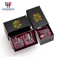 Custom Logo Barware Heavy Base Old Fashioned Crystal Rock Whiskey <strong>Glass</strong> Set of 2 for Scotch Bourbon Liquor Cocktail