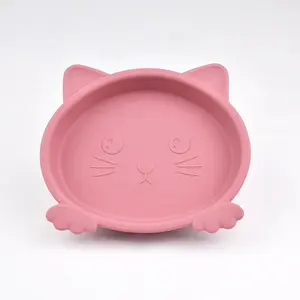 New Design Silicone Baby Plate Cute Cat-Shaped Newborn Baby Plate