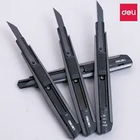 Deli 2037S petit couteau utilitaire à lame en métal coupe-papier rétractable multifonctionnel pour le bureau en alliage de zinc