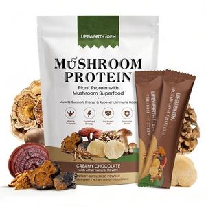 LIFEWORTH Mushroom Plant-Based <strong>Protein</strong> <strong>Powder</strong> with Lion's Mane Reishi Adaptogen Blend for Immune Support and Muscle <strong>Recovery</strong> - Product Image 1