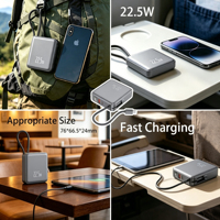 Batterie externe portable haute capacité 10000 mAh à charge rapide avec entrée/sortie Type-C, design mini, en plastique
